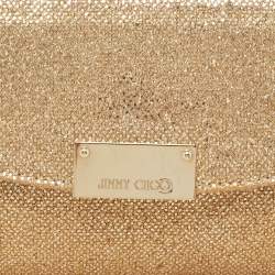 Pre Owned Jimmy Choo Gold Lamé Glitter Riane Chain Clutch