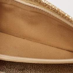 Pre Owned Jimmy Choo Gold Lamé Glitter Riane Chain Clutch