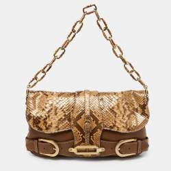 Jimmy Choo Brown/Gold Python and Leather Tulita Hobo