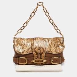 Jimmy Choo Brown/Gold Python and Leather Tulita Hobo