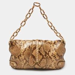 Jimmy Choo Brown/Gold Python and Leather Tulita Hobo
