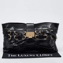 Pre Owned Jimmy Choo Black Leather Rio Clutch Bag