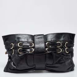 Pre Owned Jimmy Choo Black Leather Rio Clutch Bag