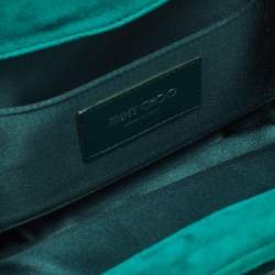 Pre Owned Jimmy Choo Green Suede Crystals Venus Clutch On Chain