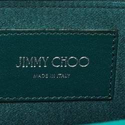 Pre Owned Jimmy Choo Green Suede Crystals Venus Clutch On Chain