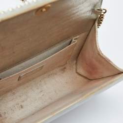 Pre Owned Jimmy Choo Off White Pearl Embellished Acrylic and Leather Candy Chain Clutch