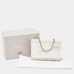 Pre Owned Jimmy Choo Off White Pearl Embellished Acrylic and Leather Candy Chain Clutch