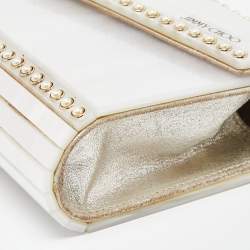Pre Owned Jimmy Choo Off White Pearl Embellished Acrylic and Leather Candy Chain Clutch