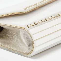 Pre Owned Jimmy Choo Off White Pearl Embellished Acrylic and Leather Candy Chain Clutch