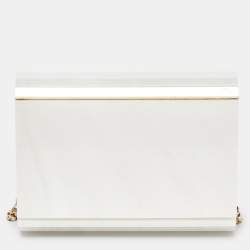 Pre Owned Jimmy Choo Off White Pearl Embellished Acrylic and Leather Candy Chain Clutch