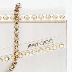 Pre Owned Jimmy Choo Off White Pearl Embellished Acrylic and Leather Candy Chain Clutch