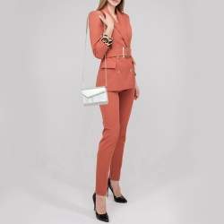 Pre Owned Jimmy Choo Off White Pearl Embellished Acrylic and Leather Candy Chain Clutch