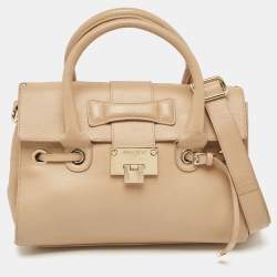 Pre Owned Jimmy Choo Beige Leather Small Rosalie Satchel