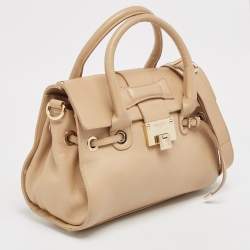 Pre Owned Jimmy Choo Beige Leather Small Rosalie Satchel