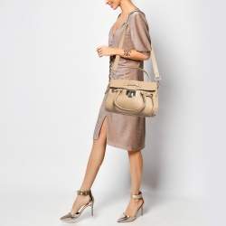 Pre Owned Jimmy Choo Beige Leather Small Rosalie Satchel