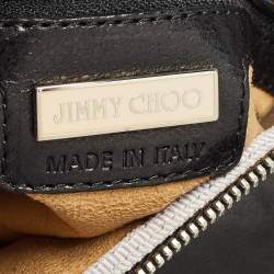Jimmy Choo Black Snakeskin and Leather Studded Fringe Shoulder Bag