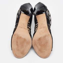 Jimmy Choo Black Patent and Suede Cut Out Sandals Size 39