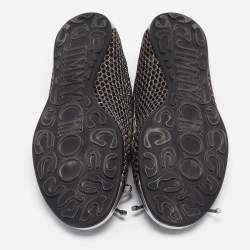 Pre Owned Jimmy Choo Silver Glitter Mesh and Leather Ballet Flats Size 36.5