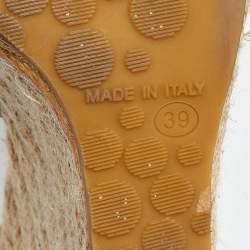 Pre Owned  Jimmy Choo Black Patent Leather Phyllis Espadrille Wedge Sandals Size 39