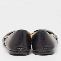 Pre Owned Jimmy Choo Black Leather Diamond Tilda Ballet Flats Size 39.5