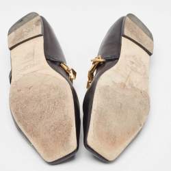 Pre Owned Jimmy Choo Black Leather Diamond Tilda Ballet Flats Size 39.5