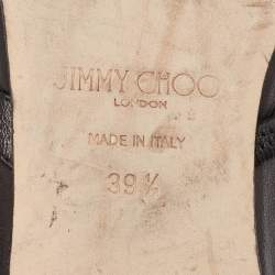 Pre Owned Jimmy Choo Black Leather Diamond Tilda Ballet Flats Size 39.5