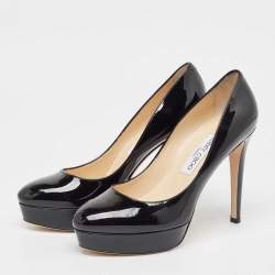 Jimmy Choo Black Patent Leather Cosmic Pumps Size 38