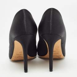 Pre Owned Jimmy Choo Black Satin Crystal Embellished Manda Pumps Size 36
