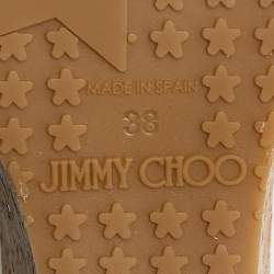 مملوكة مسبقًا Jimmy Choo Gold Textured Leather Prima Wedge Sandals Size 38