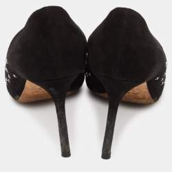 Jimmy Choo Black Suede Romy Crystal Embellished Pointed Toe Pumps Size 39.5