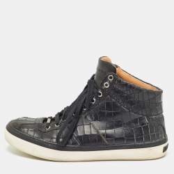 Jimmy Choo Black  Croc Embossed Belgravia Sneakers Size 45