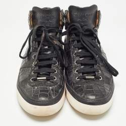 Jimmy Choo Black  Croc Embossed Belgravia Sneakers Size 45