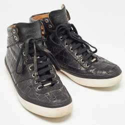 Jimmy Choo Black  Croc Embossed Belgravia Sneakers Size 45
