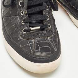 Jimmy Choo Black  Croc Embossed Belgravia Sneakers Size 45