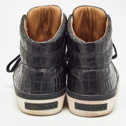 Jimmy Choo Black  Croc Embossed Belgravia Sneakers Size 45