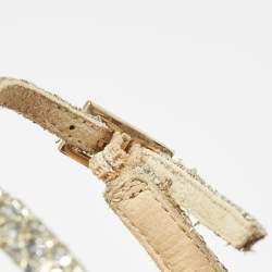 Pre Owned Jimmy Choo Silver Glitter Nova Slingblack Pumps Size 42 