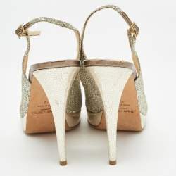 Pre Owned Jimmy Choo Silver Glitter Nova Slingblack Pumps Size 42 