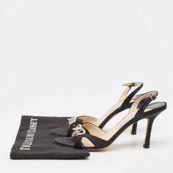 Jimmy Choo Black Satin Slingback Sandals Size 38.5