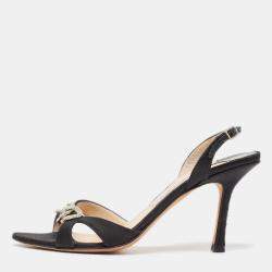 Jimmy Choo Black Satin Slingback Sandals Size 38.5