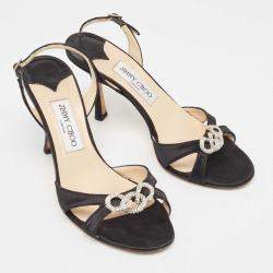 Jimmy Choo Black Satin Slingback Sandals Size 38.5