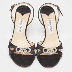 Jimmy Choo Black Satin Slingback Sandals Size 38.5