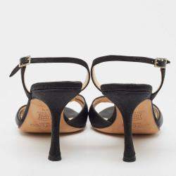 Jimmy Choo Black Satin Slingback Sandals Size 38.5