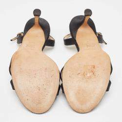 Jimmy Choo Black Satin Slingback Sandals Size 38.5