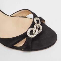 Jimmy Choo Black Satin Slingback Sandals Size 38.5