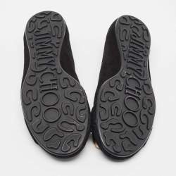 Pre Owned Jimmy Choo Black Suede Morse Buckle Ballet Flats Size 39