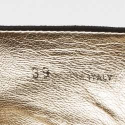 Pre Owned Jimmy Choo Black Suede Morse Buckle Ballet Flats Size 39