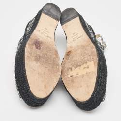 Pre Owned Jimmy Choo Silver Snake Embossed Leather Wedge Sandals Size 40