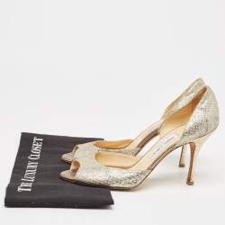 Pre Owned Jimmy Choo Silver Glitter Logan Pumps Size 40