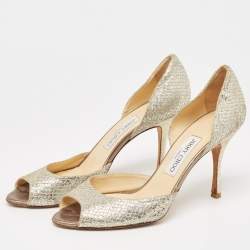 Pre Owned Jimmy Choo Silver Glitter Logan Pumps Size 40