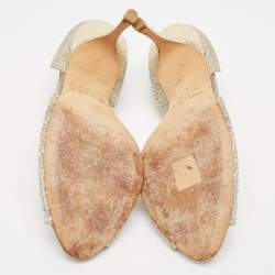 Pre Owned Jimmy Choo Silver Glitter Logan Pumps Size 40